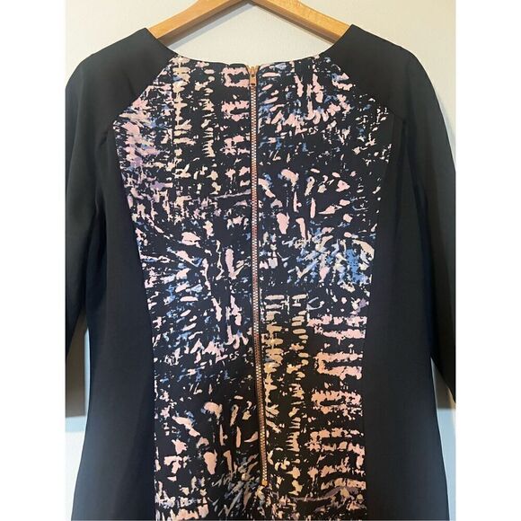 Jax Women’s Size 14 Sheath Dress Black Multicolor 3/4 Sleeve Knee Length Zip Up - Picture 8 of 12